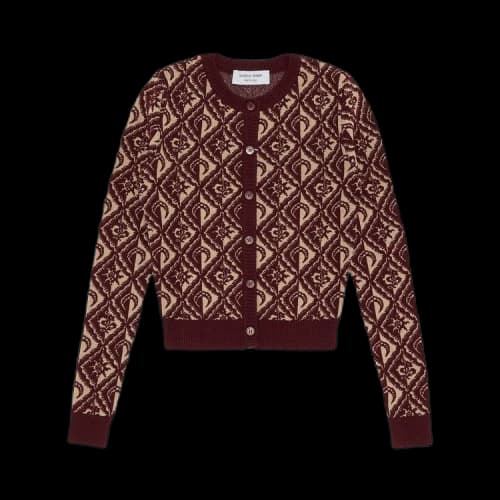 Marine Serre Moon Diamant Knit Jacquard Mini Cardigan 'Red'