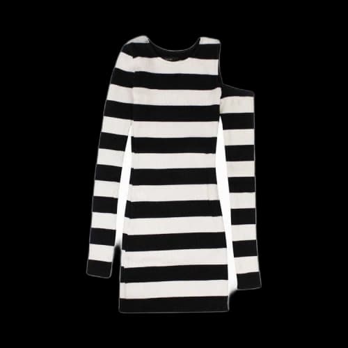 Amiri One Shoulder Striped Rib Knit Mini Dress 'Black/White'