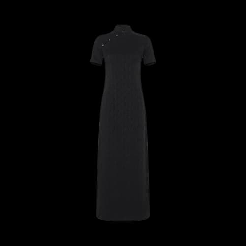 Marine Serre Jacquard Viscose Tunic Dress 'Black'