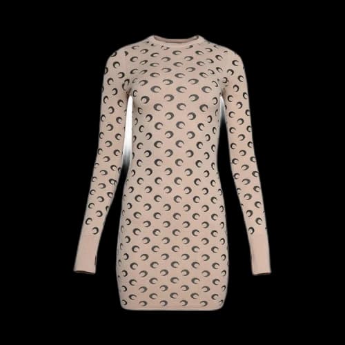 Marine Serre Moon Jacquard Knit Mini Dress 'Tan'