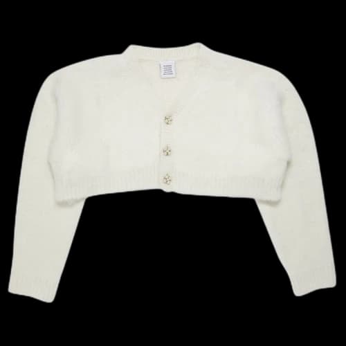 Vetements Fluffy Fancy Button Cropped Cardigan 'Beige'