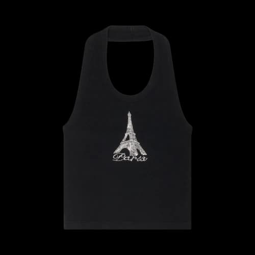 Vetements Crystal Paris Halter Tanktop 'Black'
