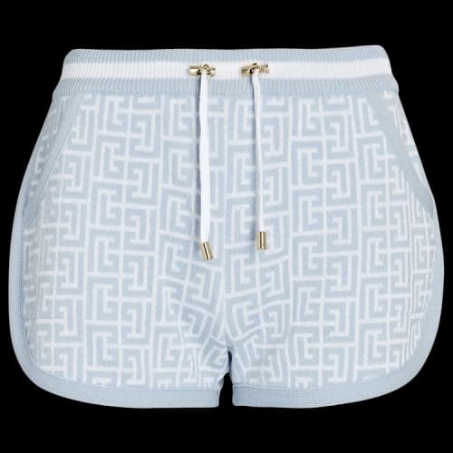 Balmain Monogram Jacquard Shorts 'Blanc/Pale Blue'