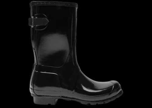 Hunter Original Short Back Adjustable Gloss Rain Boots Black (Women's)