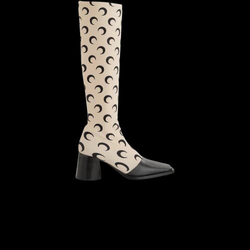 Marine Serre Regenerated All Over Moon Jersey Knee-High Boot 'Cream Black' (Women's)