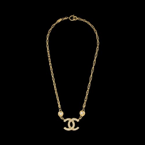 Kith Wgaca Chanel Crystal Cc Logo Pendant Necklace 'Gold'