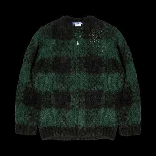 Junya Watanabe Check Mohair Zip Cardigan 'Black/Green'