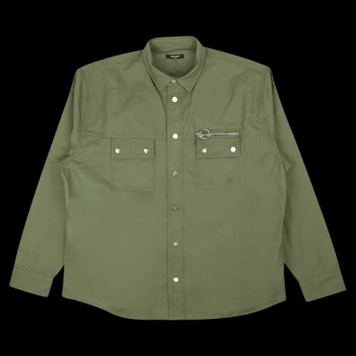 Balmain Embroidered Logo Shirt 'Olive'