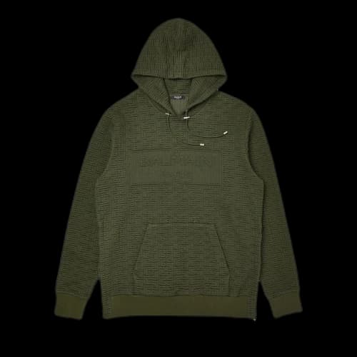 Balmain Monogram Textured Hoodie 'Khaki'
