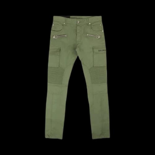 Balmain Slim Cut Ridged Cargo Jeans 'Khaki'