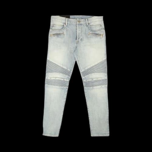 Balmain Ribbed Monogram Jeans 'Blue'