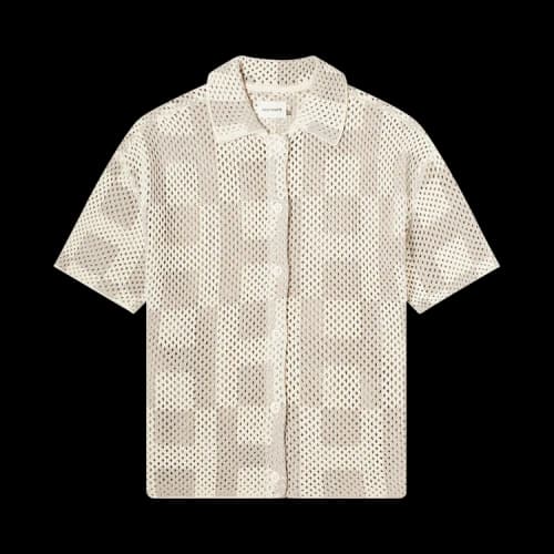 Honor The Gift Crochet Short-Sleeve Button Down 'Stone'