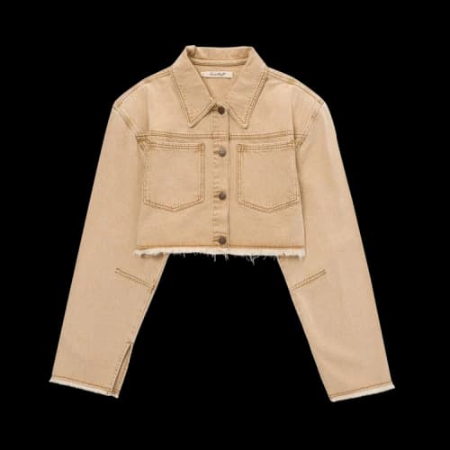 Honor The Gift Raw Edge Cropped Jacket 'Tan'