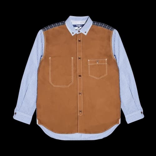 Comme des Garçons PLAY Panel Mix Pinstripe Shirt 'Light Blue'