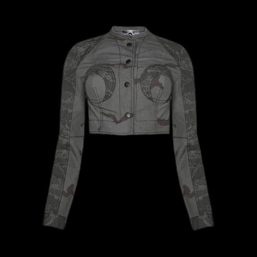 Marine Serre Regenerated Camo Cropped Jacket 'Dark Grey'