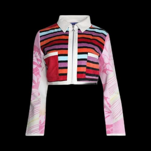 Marine Serre Regenerated Jersey Jacquard Towels Cropped Jacket 'Multicolor'