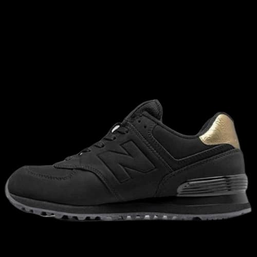 New Balance 574 Series Molten Metal Sneakers Black/Gold (Women's)