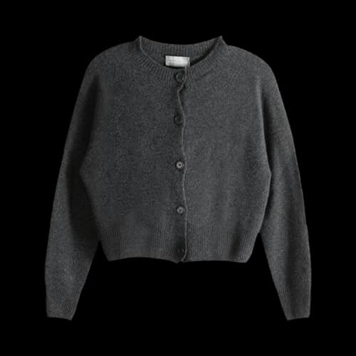 Margaret Howell Small Crew Neck Cardigan 'Storm Grey'
