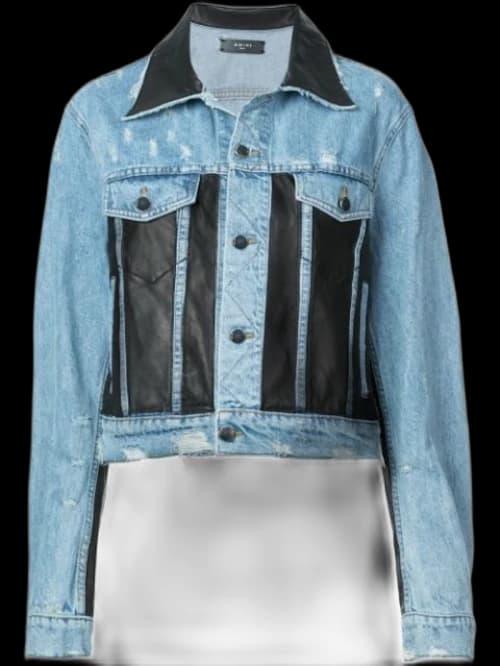 AMIRI Leather Panel Denim Trucker Jacket Blue/Black