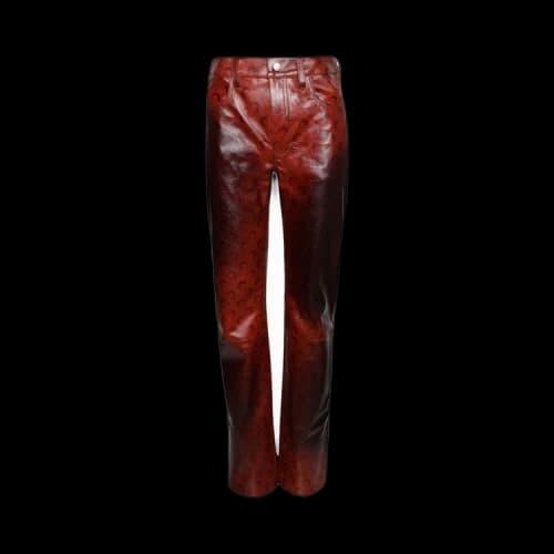 Marine Serre Airbrushed Crafted Leather Straight Leg Pants 'Orange'