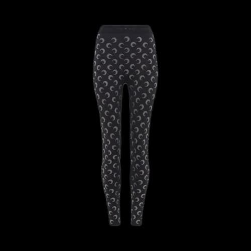 Marine Serre Moon Rhinestoned Jersey Stirrup Leggings 'Black Strass'