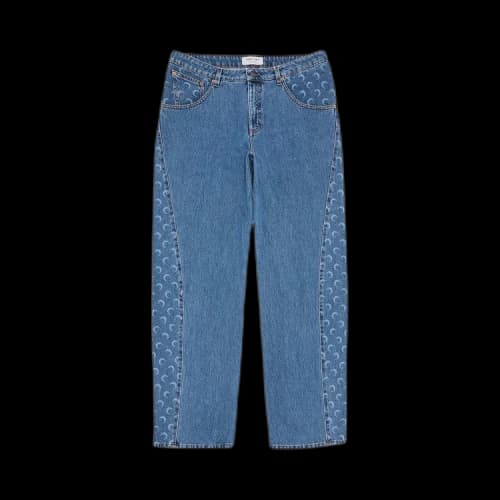 Marine Serre Moon Laser Denim Curved Jeans 'Light Blue'