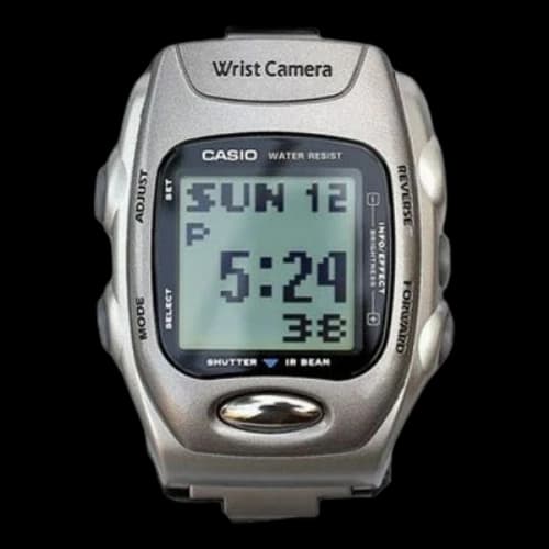 CASIO CAMERA Retro Watch Stainless Steel Strap Gray Digital
