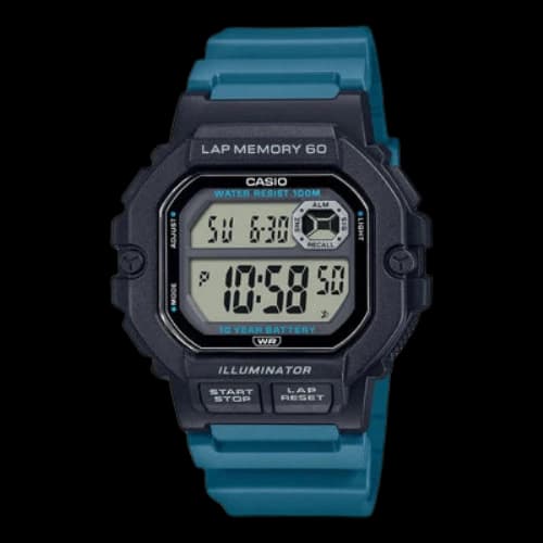 CASIO Fashion Stylish Quartz Watch Numeric Resin Strap Blue Black Unisex Mens