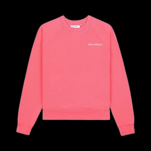 Sporty & Rich Serif Logo Soft Crewneck 'Cotton Candy/White'