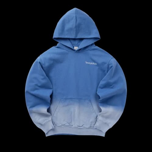 Sporty & Rich Serif Logo Embroidered Hoodie 'Dip Dye Blue/White'