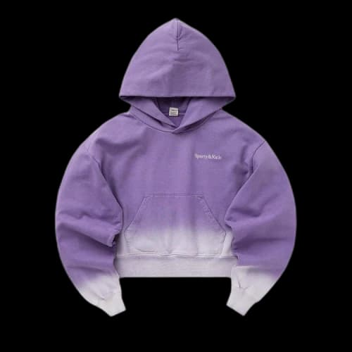 Sporty & Rich Serif Logo Embroidered Cropped Hoodie 'Dip Dye Purple/White'