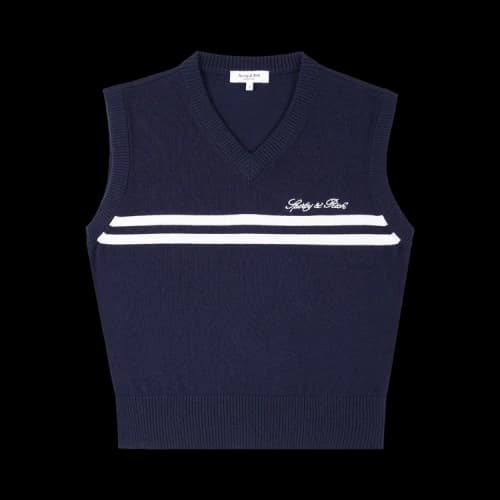 Sporty & Rich Signature Logo Knitted Vest 'Dark Navy/White'