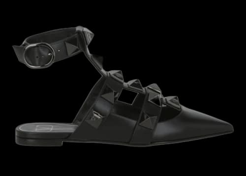 Valentino Roman Stud Ballerina Flats Black (Women's)