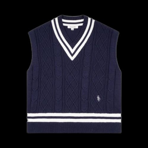 Sporty & Rich Cable Knit Vest 'Blue'