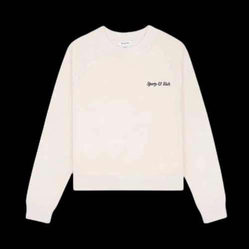 Sporty & Rich Italic Logo Raglan Sweater 'Cream/Navy'