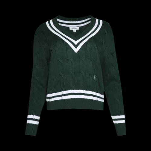 Sporty & Rich Cableknit V Neck Sweater 'Forrest'