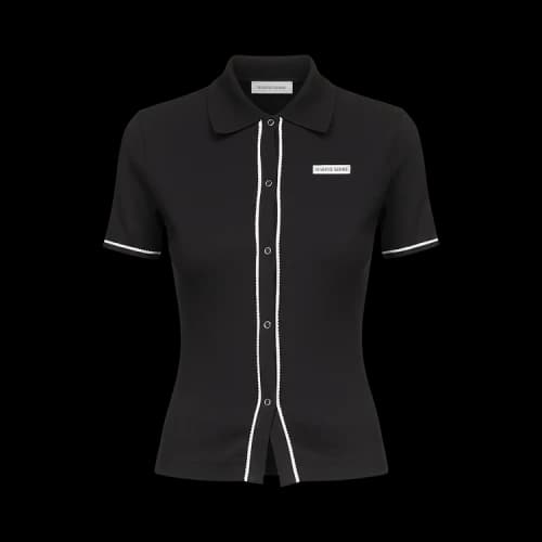 Marine Serre Cute 70'S Short-Sleeve Polo T-Shirt 'Black'