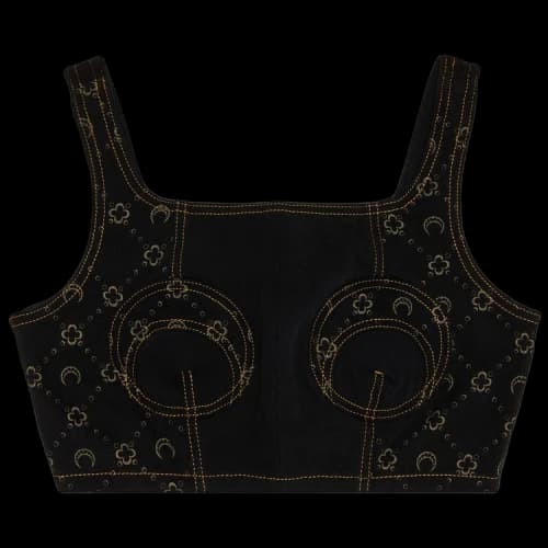 Marine Serre Regenerated Denim Bustier 'Blue'
