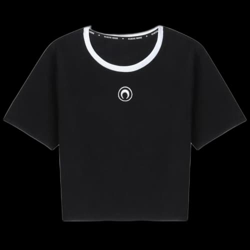 Marine Serre Moon Logo Ribbed Jersey Cropped Top 'Black'