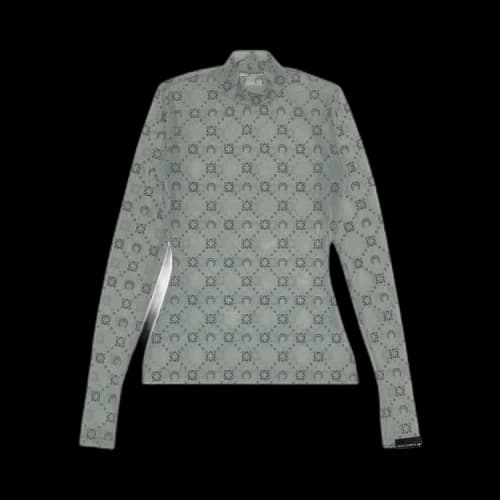Marine Serre Moonogram Mesh Flock Hight Neck Top 'Grey'
