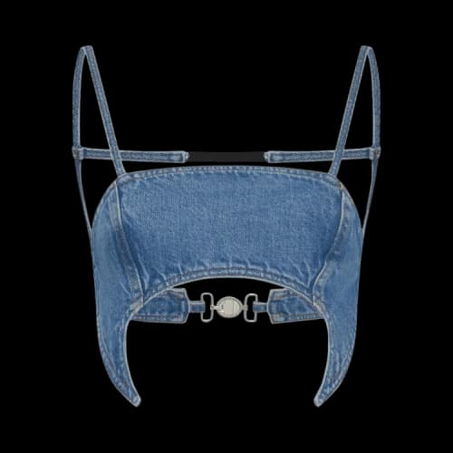 Marine Serre Light Blue Denim Bra Top 'Light Blue'