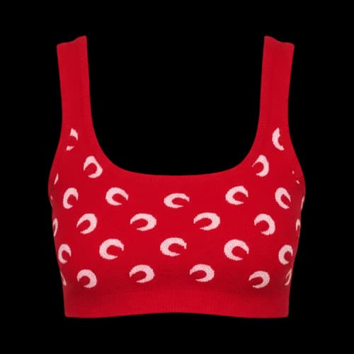 Marine Serre Moon Jacquard Bouclette Bra 'Red/Pink'