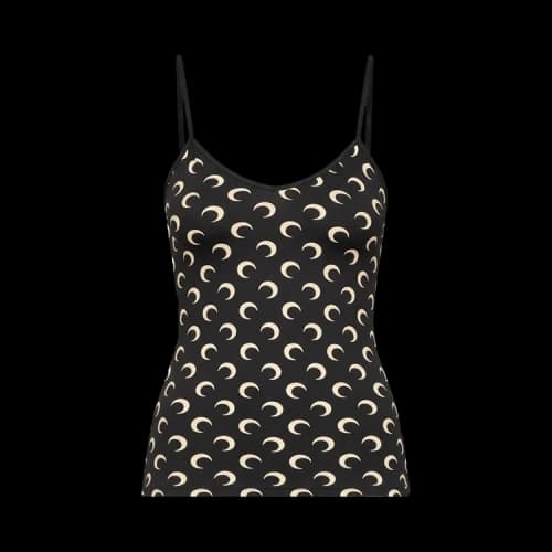 Marine Serre Moon Printed Jersey Straps Top 'Inverse Tan'