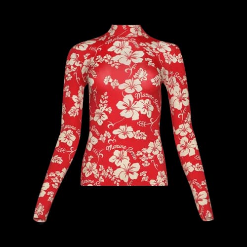 Marine Serre Recycled Jersey High Neck Second Skin 'Red'