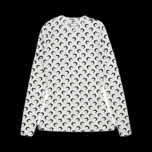 Marine Serre Moon Printed Jersey Second Skin Crewneck Top 'White'
