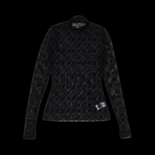 Marine Serre Regenerated Moonogram Mesh Flock Mesh Top 'Black'