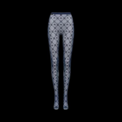 Marine Serre Moonogram Mesh Flock Tights 'Navy'