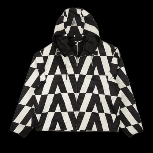 Valentino Optical Print Hooded Windbreaker 'Ivory/Black'