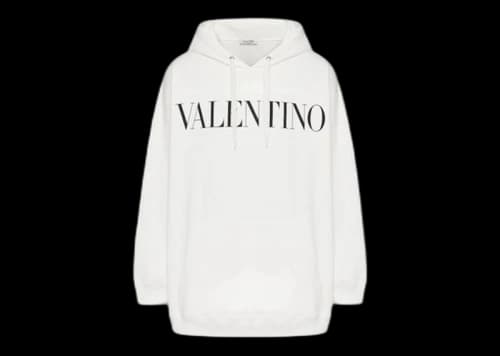 Valentino Logo Oversized Hoodie White/Black