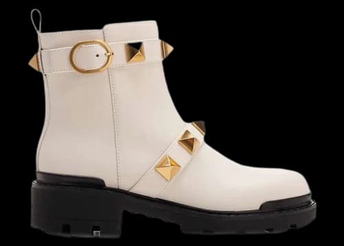 Valentino Leather Fashion Ankle Boot Ivory (Women's)